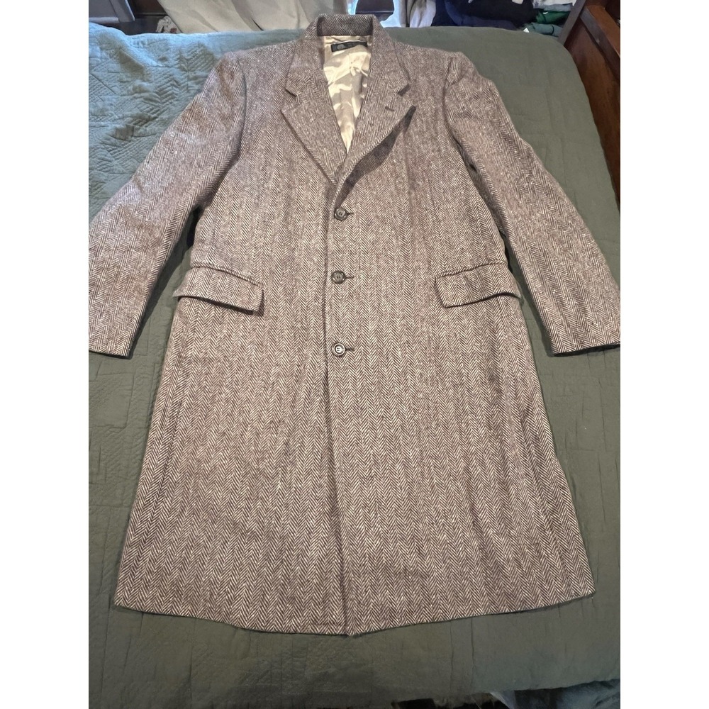 Witty Brothers Men's Wool Overcoat Herringbone Pattern Men's Overcoat Vintage 46